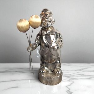 Vintage Silver-Tone Metal Clown Bank: Collectible Coin Bank